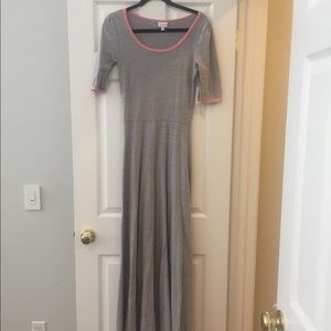 NWT LulaRoe Ana long grey pink maxi dress Small cottagecore